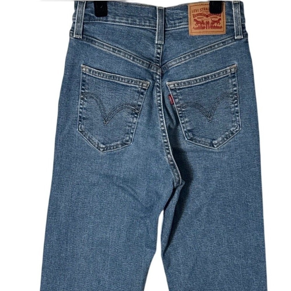 Levi's Womens Ribcage Straight Ankle Jeans High Rise Medium Wash Size 25 - Picture 9 of 11